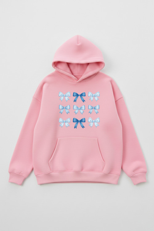 Unisex Yumuşak Dokulu 3 İplik Zarif Kurdele Tasarım Baskılı Oversize Sweatshirt