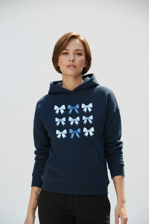 Unisex Yumuşak Dokulu 3 İplik Zarif Kurdele Tasarım Baskılı Oversize Sweatshirt