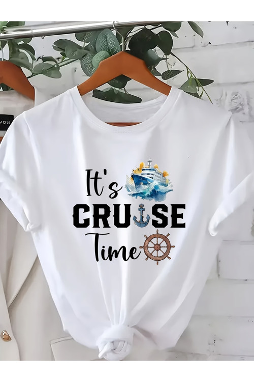 Unisex It'S Cruise Time Baskılı Tasarım Tshirt