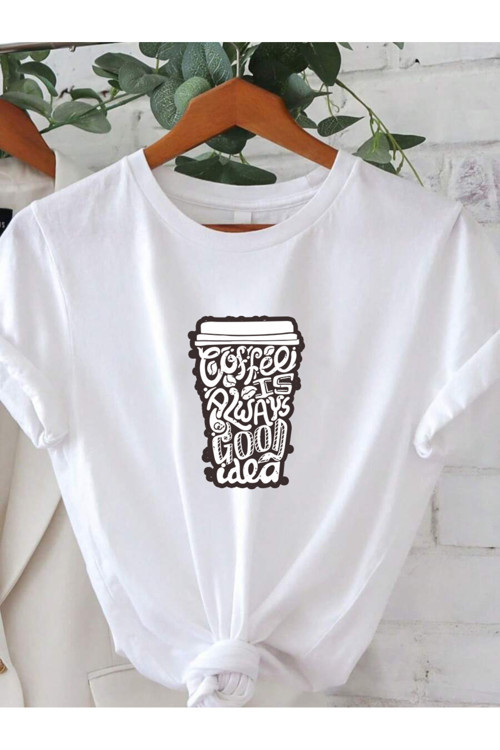 Unisex Kahve Severlere Özel Tasarım Basklı Tshirt