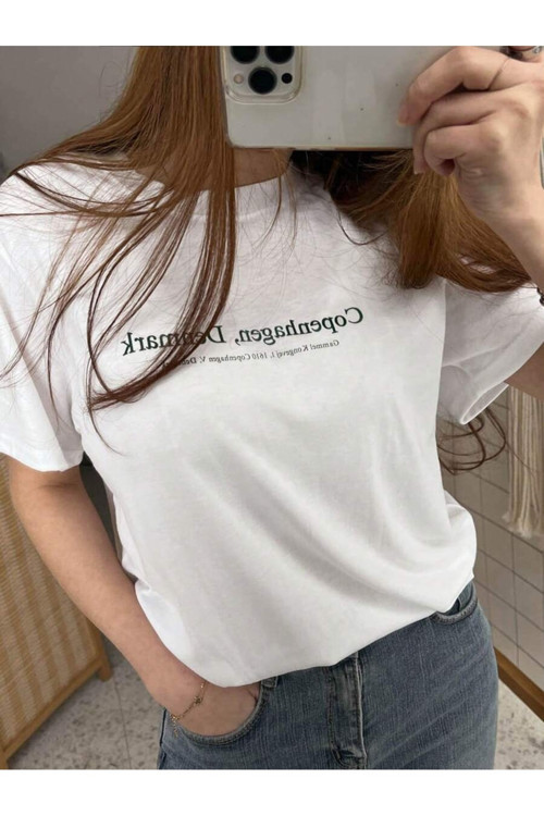 Unisex Copenhagen Denmark Baskılı Tasarım Tshirt