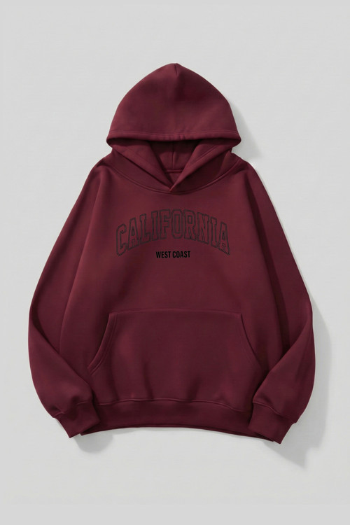 Unisex Yumuşak Dokulu Caliwest Baskılı Tasarım Oversize 3 İplik Hoodie Sweatshirt