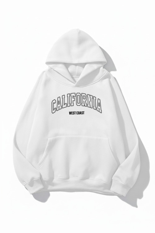 Unisex Yumuşak Dokulu Caliwest Baskılı Tasarım Oversize 3 İplik Hoodie Sweatshirt