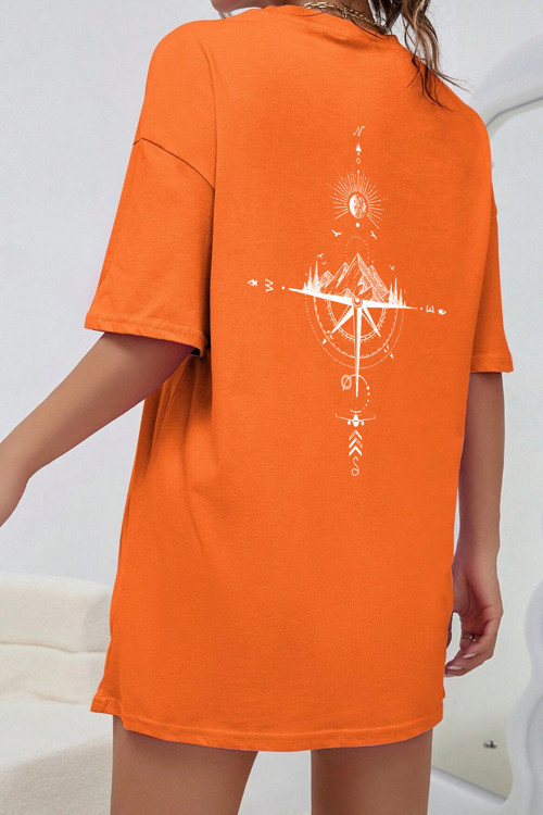 Unisex Yön Gösteren Baskılı Tasarım Tshirt