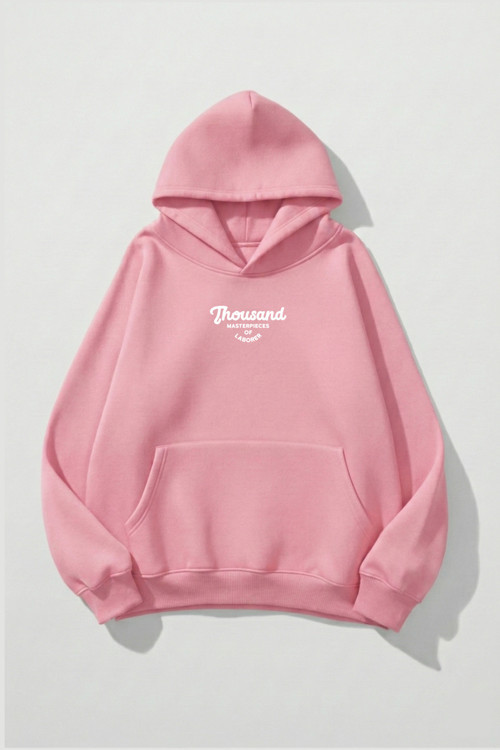 Unisex Yumuşak Dokulu Thousand Baskılı Tasarım Oversize 3 İplik Hoodie Sweatshirt