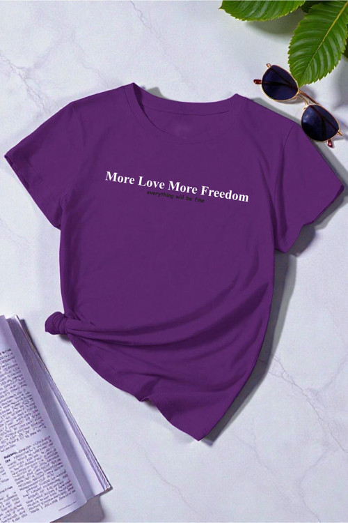 Unisex More Love More Freedom Baskılı Tasarım Tshirt