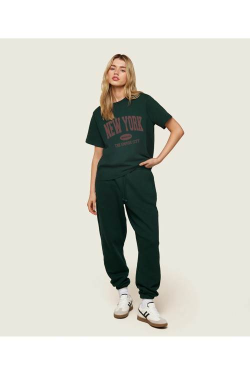 Pamuklu New York Baskılı Oversize T-Shirt