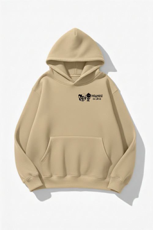 Unisex Yumuşak Dokulu Psychos In Love Baskılı Tasarım Oversize 3 İplik Hoodie Sweatshirt