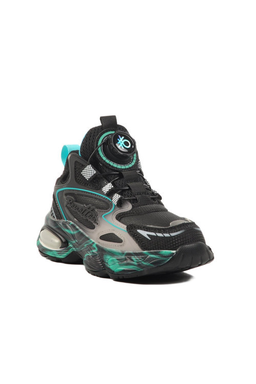 Siyah Mekanizma Misina Bağcıklı Kalın Taban Bilek Boy Erkek Çocuk Sneaker BNI-11094 F