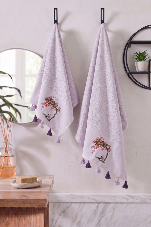 Püsküllü Ve Nakışlı Banyo Havlusu Seti | 70X140 Cm Banyo Havlusu, 50X90 Cm El-Yüz-Saç Havlusu | %100 Pamuk Hamam Seti | Çeyizlik, Premium Set
