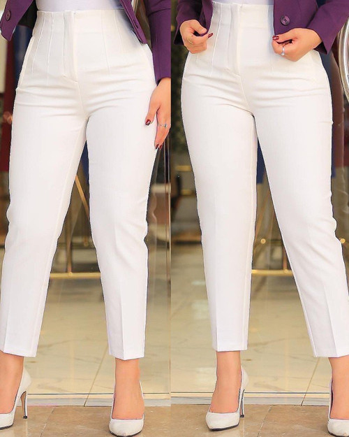 Kadın üste Oturan Paçası Bilek üzerinde Biten Krep Kumaş Kumaş Pantolon 36 (S) - 50 (5XL)
