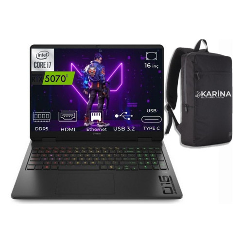 Omen 16-AM0001NT I9-14900HX BQ3Q6EA-14 32GB 1tb RTX5070 8gb W11PRO 16" Taşınabilir Bilgisayar