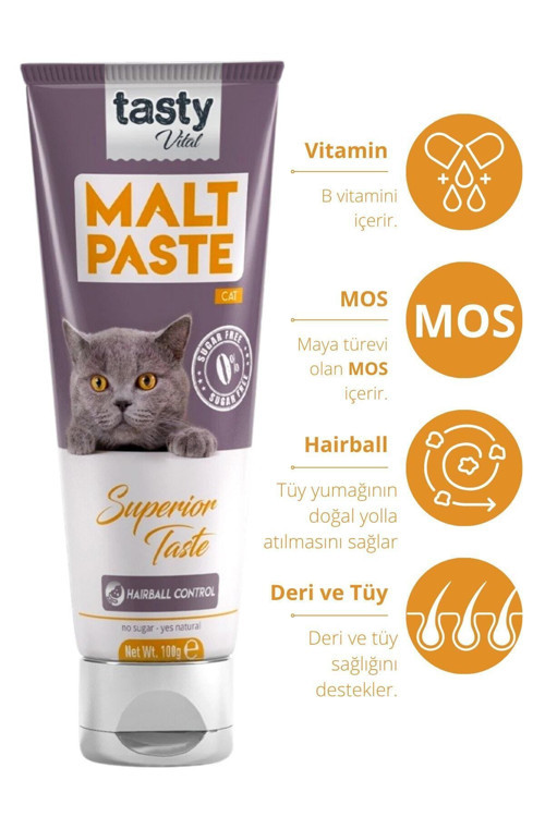 Kedi Malt Pasta 100 Gr Kediler Için Tüy Yumağı Önleyici