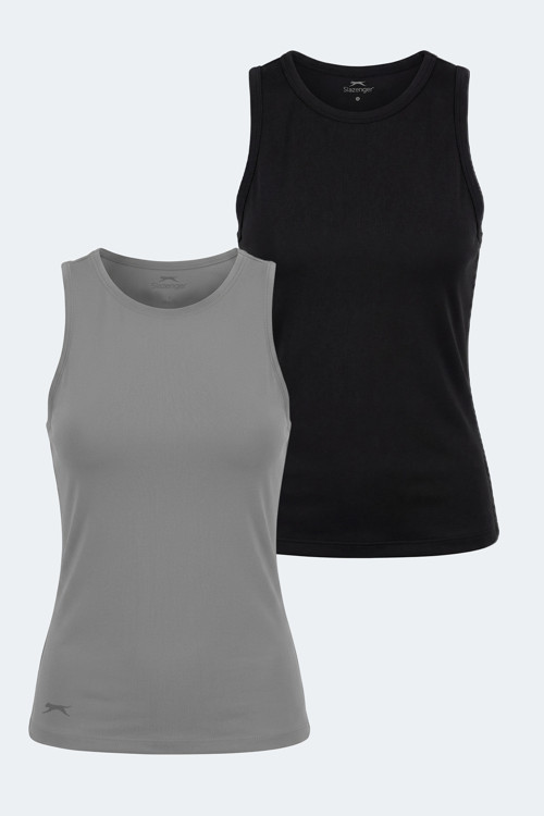 VATIK I 2 Lİ SET Kadın Slim Fit Siyah - Gri Atlet