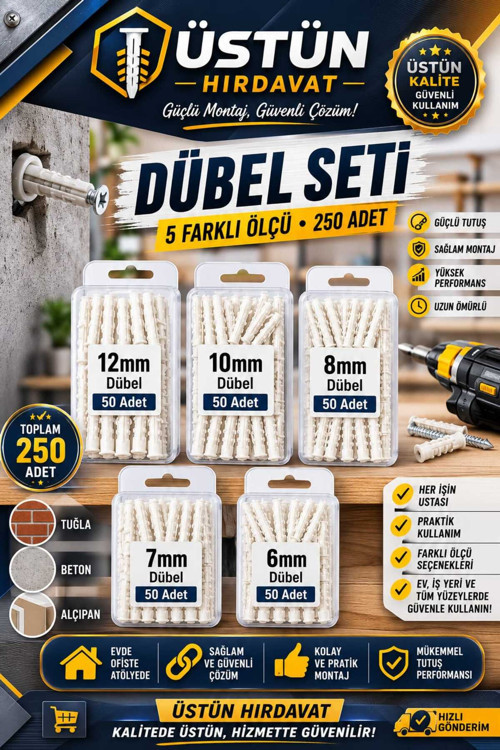 250 Adet Dubel Seti