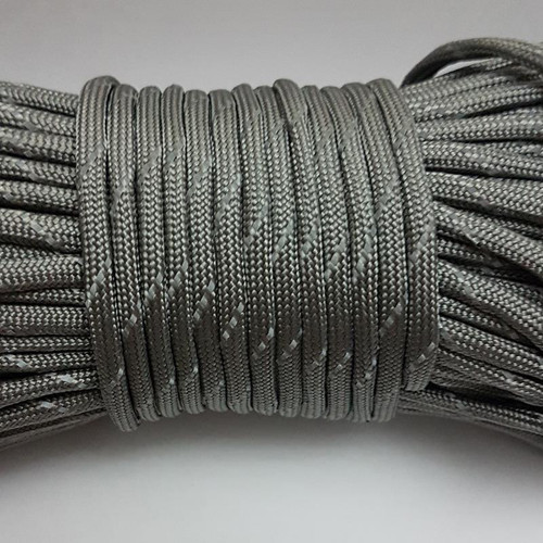 Bileklik,Outdoor 4 mm Reflektörlü Paracord İp No:50 100 Metre Gri