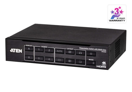 VP2420 4 Girişli 2 Çıkışlı True 4K HDMI Presentation Switch with Multi View