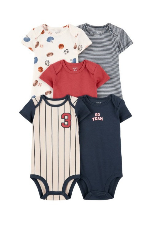 Carters Layette Erkek Bebek Kısa Kollu 5li Body 1T008810 Renkli 18 Ay
