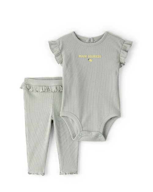 Carters Kız Bebek Body Pantolon Set 1U269710 Yeşil 12 Ay