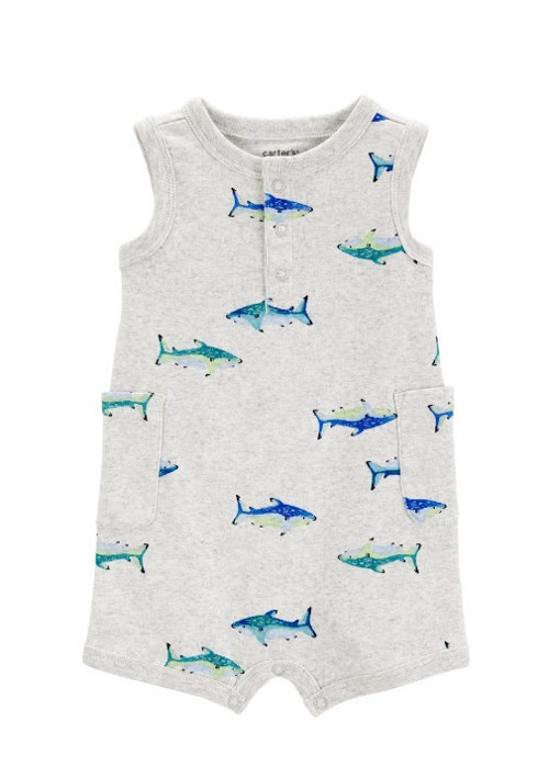 Carters Erkek Bebek Kısa Tulum 1S475110 Gri 18 Ay