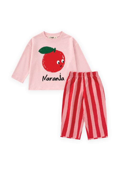 Oversize Baskılı Mevsimlik Takım 2-10 Yaş Pudra Pembe