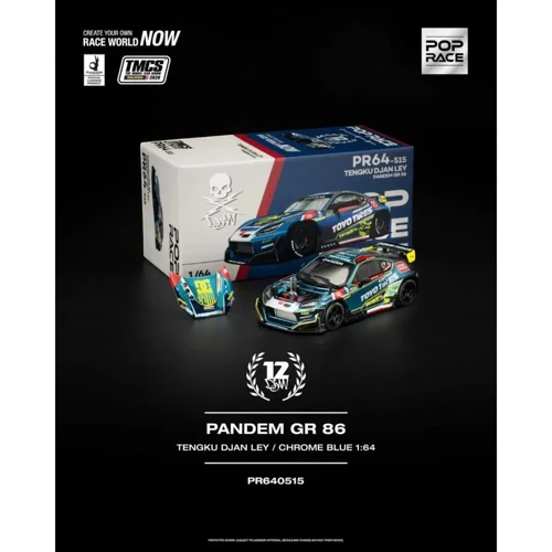 Pop Race Pandem GR86 Tengku Djan Ley Chrome Blue TMCS Malaysia 2026 PR640515 1/64 Model Araba