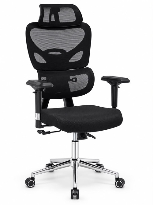 // Comfort Ultra Black 4D Krom Kol Yönetici Koltuğu Ofis Çalışma Koltuğu