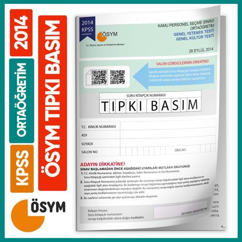 2014 KPSS Ortaöğretim/Lise ÖSYM Tıpkı Basım Çıkmış Soru Kitapçığı (Video Çözümlü Türkiye Geneli)
