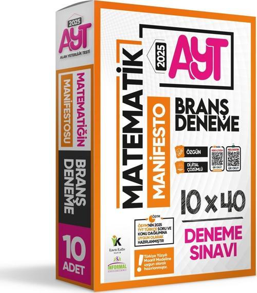 2025 YKS AYT Matematik Manifestosu BRANŞ Deneme Paketi 10lu Dijital Çözümlü