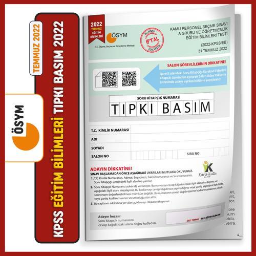 Temmuz KPSS Eğitim Bilimleri ÖSYM Tıpkı Basım Çıkmış Soru Deneme Kitapçığı Video/PDF Çözümlü TG