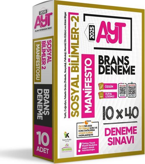 2025 YKS AYT Sosyal Bilimlerin (2) Manifestosu BRANŞ Deneme Paketi 10lu Dijital Çözümlü