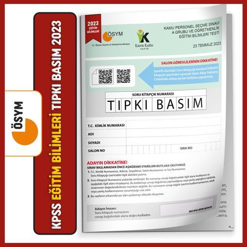 2023 KPSS Eğitim Bilimleri ÖSYM Tıpkı Basım Çıkmış Soru Kitapçığı Video/PDF Çözümlü Türkiye Geneli