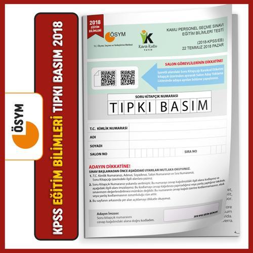 2018 KPSS Eğitim Bilimleri ÖSYM Tıpkı Basım Çıkmış Soru Kitapçığı Video/PDF Çözümlü Türkiye Geneli
