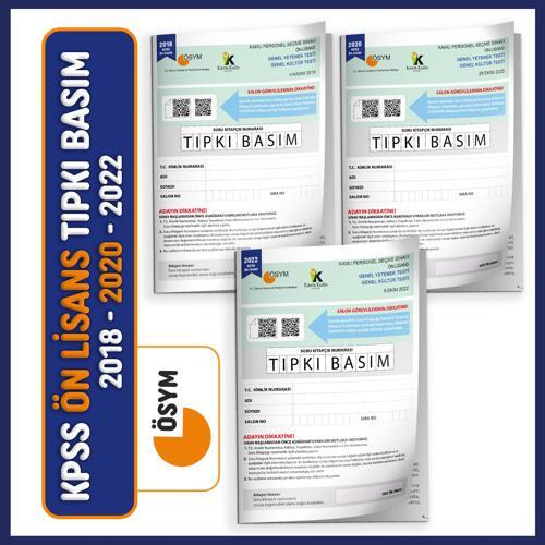 KPSS Ön Lisans 2018-2020-2022 ÖSYM Tıpkı Basım Çıkmış Soru 3 Kitapçık Seti Video/PDF Çözümlü TG 