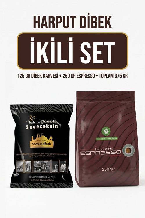 İkili Set 125 gr Dibek Kahvesi + 250 gr Espresso Premium Blend (Toplam 375 gr)