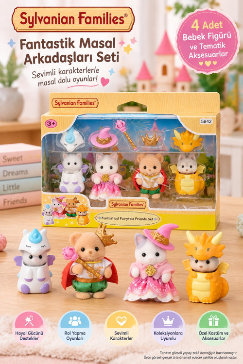 Sylvanian Families Fantastik Masal Arkadaşları 4'lü Bebek Figür Seti 5842 4-6 cm