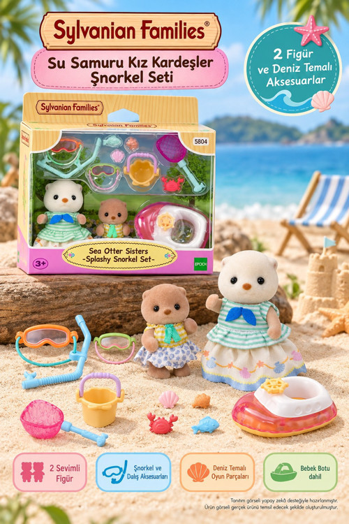 Sylvanian Families Su Samuru Kız Kardeşler Şnorkel Seti 5804 2 Figür 4-7 cm