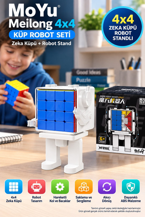 MoYu MFJS Meilong 4x4 Küp Robot Seti Robot Standlı Zeka Küpü MF8966 12,5 cm