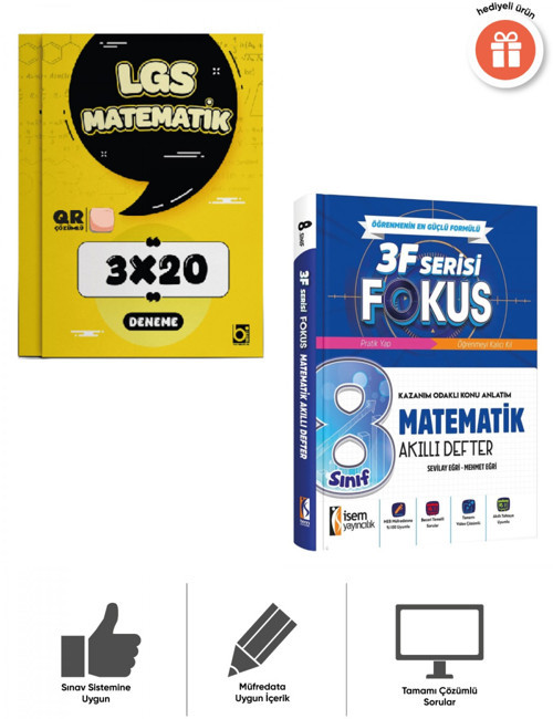 İsem 2027 8. Sınıf FOKUS Matematik Akıllı Defter Ve 3x20 Deneme Bigelio Yayıncılık