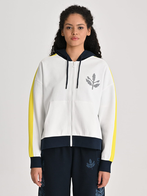 Ekru Tribün Palamutlu Kadın Oversize Sweatshirt