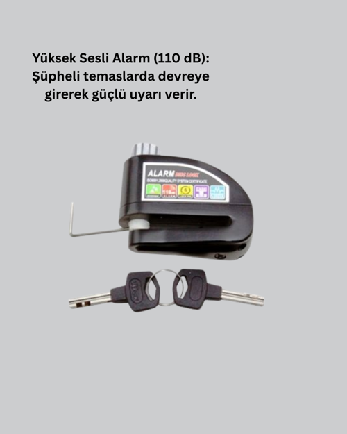 Titreşim Sensörlü Alarm Disk Kilidi Motosiklet Scooter Bisiklet