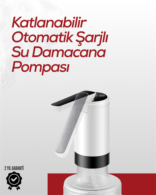 Uzun Şarj Süreli Su Pompası | Tek Tuşla Başlat/Durdur | Cam Damacana Uyumlu | Enerji Tasarruflu 4W G