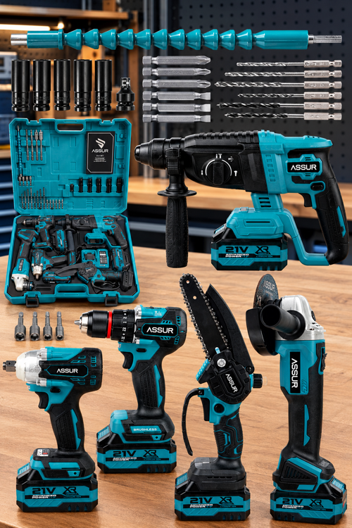 21V Darbeli 5'li Set Kırıcı Delici Hilti - Matkap - Testere - Taşlama - Somun Sıkma Sökme