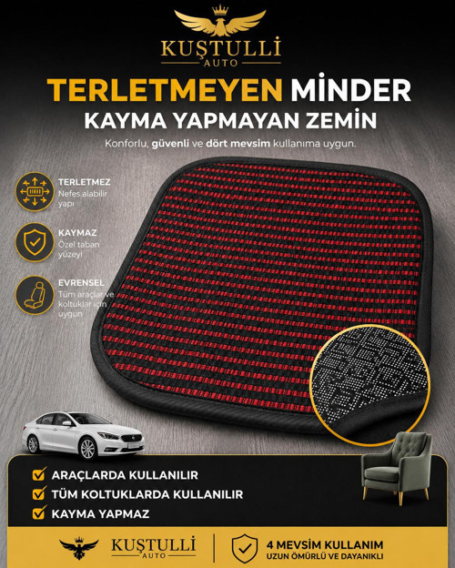 Terletmeyen Kaydırmaz Tekli Minder (Kırmızı)