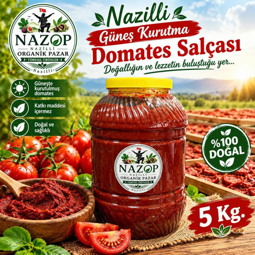 Nazop Domates Salçası Nazilli Güneş Kurutma 5 Kg.