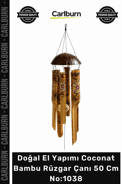 Özel Üretim Doğal El Yapımı Dekoratif Egzotik Coconat Bambu Rüzgar Çanı 50 Cm No:1038