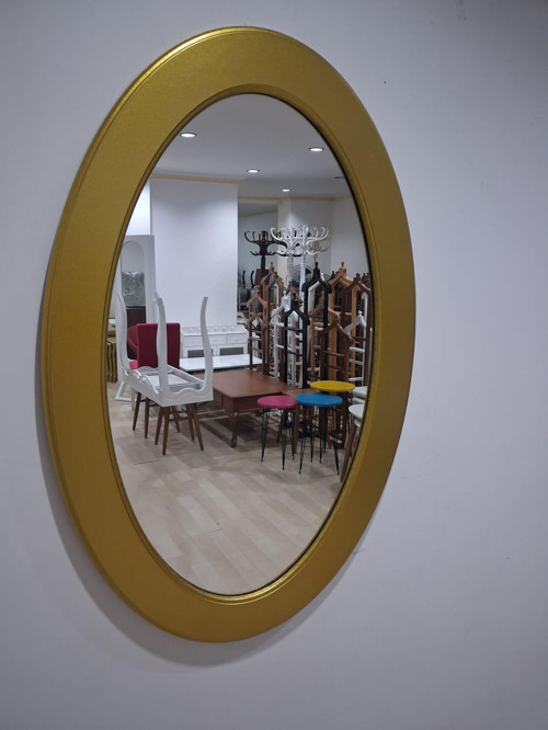 Ayna Oval 90673 Model Parlak Gold Renk Kayın Torna Kutu Sevk El Yapım
