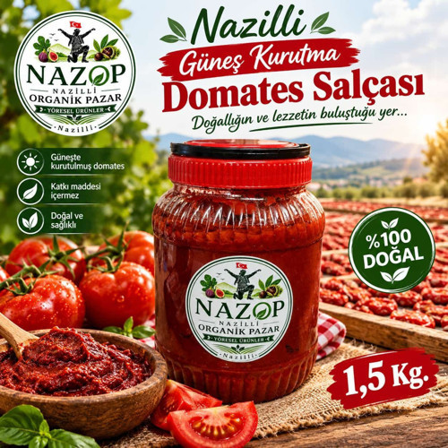 Nazop Domates Salçası Nazilli Güneş Kurutma 1,5 Kg.