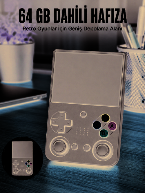 aşınabilir Retro El Oyun Konsolu 64GB Hafızalı IPS Ekranlı Oyun Cihazı