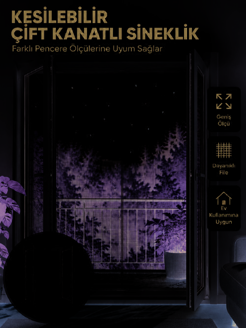 Kesilebilir Çift Kanatlı Pencere Sinekliği Dayanıklı File